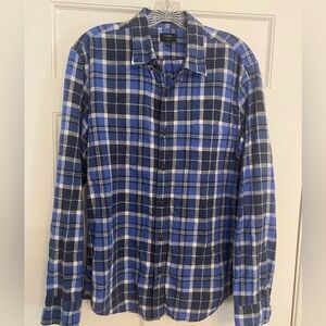 J Crew blue plaid button down size large